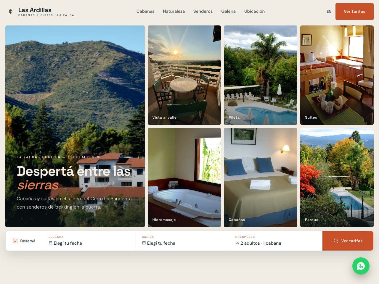 Sitio web de Cabañas Las Ardillas